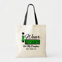 I Wear Green Ribbon (Retro) - Daughter Tote Bag