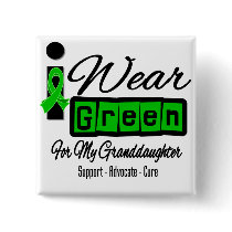 I Wear Green Ribbon (Retro) - Granddaughter Pin