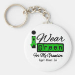 I Wear Green Ribbon (Retro) - Grandson Keychain