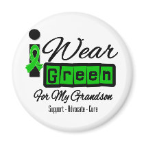 I Wear Green Ribbon (Retro) - Grandson Refrigerator Magnet