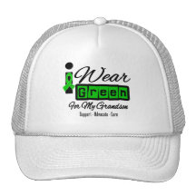 I Wear Green Ribbon (Retro) - Grandson Mesh Hat
