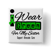 I Wear Green Ribbon (Retro) - Sister Button