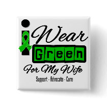 I Wear Green Ribbon (Retro) - Wife Button