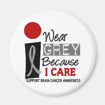 I Wear Grey Because I Care 9 BRAIN CANCER Magnets
