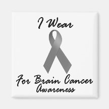 I Wear Grey For Awareness 1 Brain Cancer Fridge Magnet