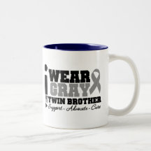 I Wear Grey Ribbon For My Twin Brother Coffee Mugs