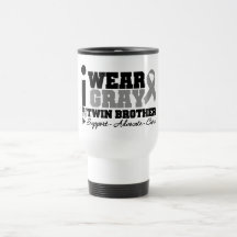 I Wear Grey Ribbon For My Twin Brother Coffee Mugs