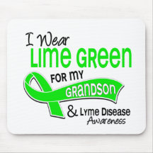 I Wear Lime Green 42 Grandson Lyme Disease Mouse Mats