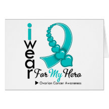 I Wear Ovarian Cancer Ribbon For My Hero T-Shirts Cards