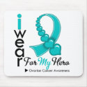 I Wear Ovarian Cancer Ribbon For My Hero T-Shirts mousepads