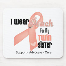 I Wear Peach For My Twin Sister - Uterine Cancer Mouse Pad
