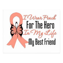 I Wear Peach For The Hero in My Life, Best Friend Postcard