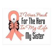 I Wear Peach For The Hero in My Life...My Sister Post Card
