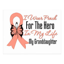 I Wear Peach For The Hero My Life, Granddaughter Postcards