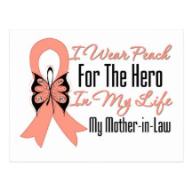 I Wear Peach For The Hero My Life, Mother in Law Postcard