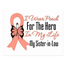 I Wear Peach For The Hero My Life, Sister in Law Post Cards