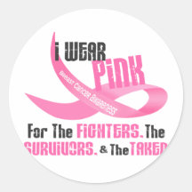 I Wear Pink For FIGHTERS SURVIVORS TAKEN 33 Round Stickers