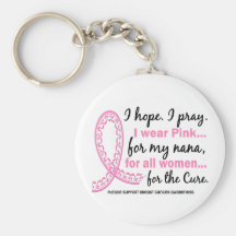 I Wear Pink For My Nana Filigree Pink Ribbon Keychains