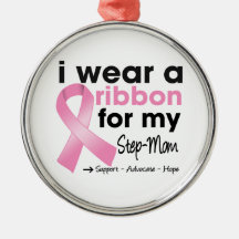 I Wear Pink For My Step-Mum Breast Cancer Christmas Ornaments