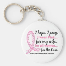 I Wear Pink For My Wife Filigree Pink Ribbon Key Chains
