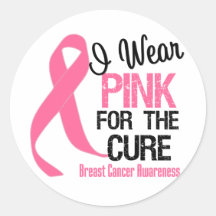 I Wear Pink For The Cure Round Stickers