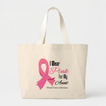 I Wear Pink Ribbon Breast Cancer Aunt Bags