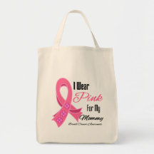 I Wear Pink Ribbon Breast Cancer Mummy Canvas Bag