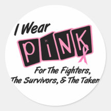 I Wear Pink Ribbon For FST 8 Breast Cancer Stickers