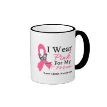 I Wear Pink Ribbon Mum Breast Cancer Mug