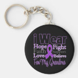 I Wear Purple Collage Grandma - Pancreatic Cancer Key Chain