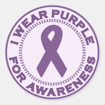 I Wear Purple For Awareness Stickers