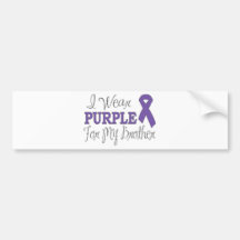 I Wear Purple For My Brother (Purple Ribbon) Bumper Stickers
