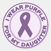 I Wear Purple For My Daughter Round Sticker