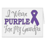 I Wear Purple For My Grandpa (Purple Ribbon) cards