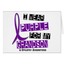 I Wear Purple For My Grandson 37 Epilepsy Greeting Cards