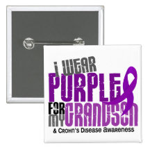 I Wear Purple For My Grandson 6 Crohn’s Disease Pinback Button