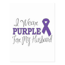 I Wear Purple For My Husband (Purple Ribbon) Postcards