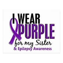 I Wear Purple For My Sister 10 Epilepsy Postcard