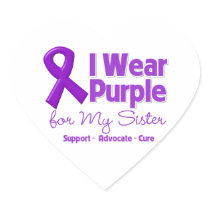 I Wear Purple For My Sister Heart Sticker