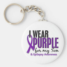 I Wear Purple For My Son 10 Epilepsy Keychain
