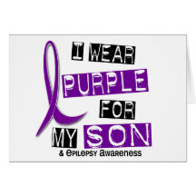 I Wear Purple For My Son 37 Epilepsy Greeting Cards