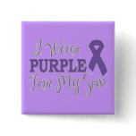 I Wear Purple For My Son (Purple Ribbon) buttons