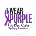 I Wear Purple For The Cure 10 Epilepsy stickers