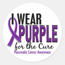 I Wear Purple For The Cure 10 Pancreatic Cancer Round Sticker