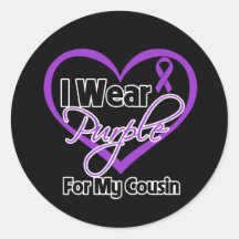 I Wear Purple Heart Ribbon - Cousin Stickers