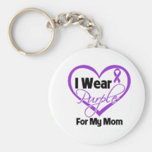 I Wear Purple Heart Ribbon - Mum Key Chain
