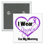 I Wear Purple Heart Ribbon - Mummy Pinback Button
