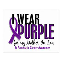 I Wear Purple Mother-In-Law 10 Pancreatic Cancer Postcard
