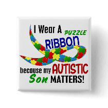 I Wear Puzzle Ribbon For My Son 33 AUTISM T-Shirts