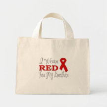 I Wear Red For My Brother (Red Ribbon) Canvas Bags